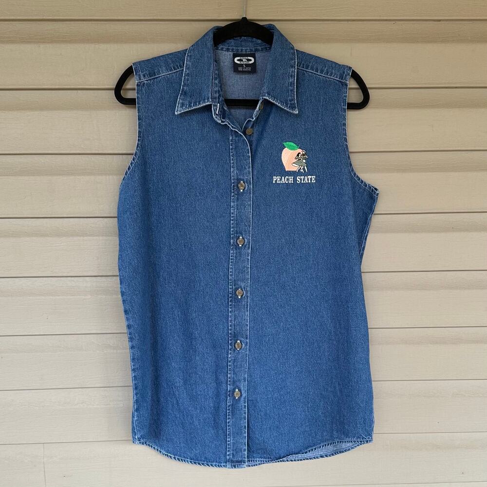 Peach State Denim Sleeveless Top Large